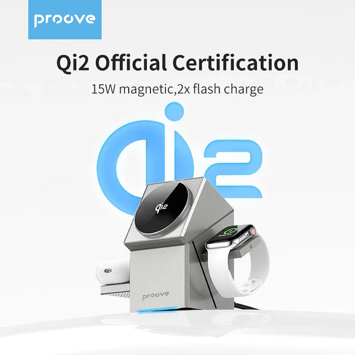 Qi2 3-in-1 Wireless Charger with Auto-Rotating Dock for IPhone 16/15/14 Pro Max, AirPods, and IWatch Fast Charging