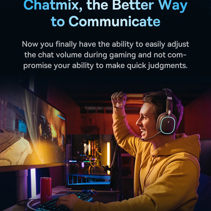 Baseus GH02 Gaming Wireless Headphone with Mic Over-Ear Headphones Bluetooth 5.3 40mm Driver 2.4G/Wireless/Cable RGB Headsets