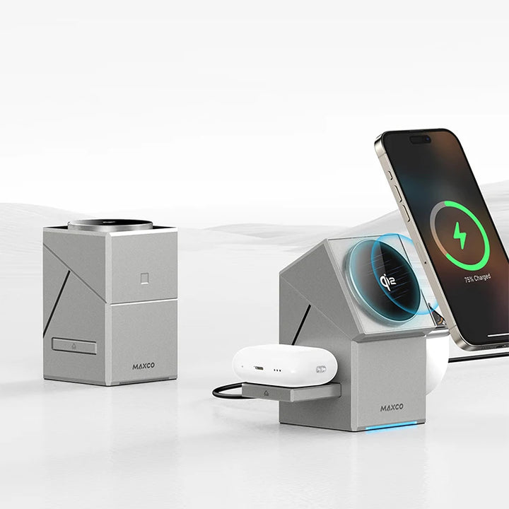 Qi2 3-in-1 Wireless Charger with Auto-Rotating Dock for IPhone 16/15/14 Pro Max, AirPods, and IWatch Fast Charging