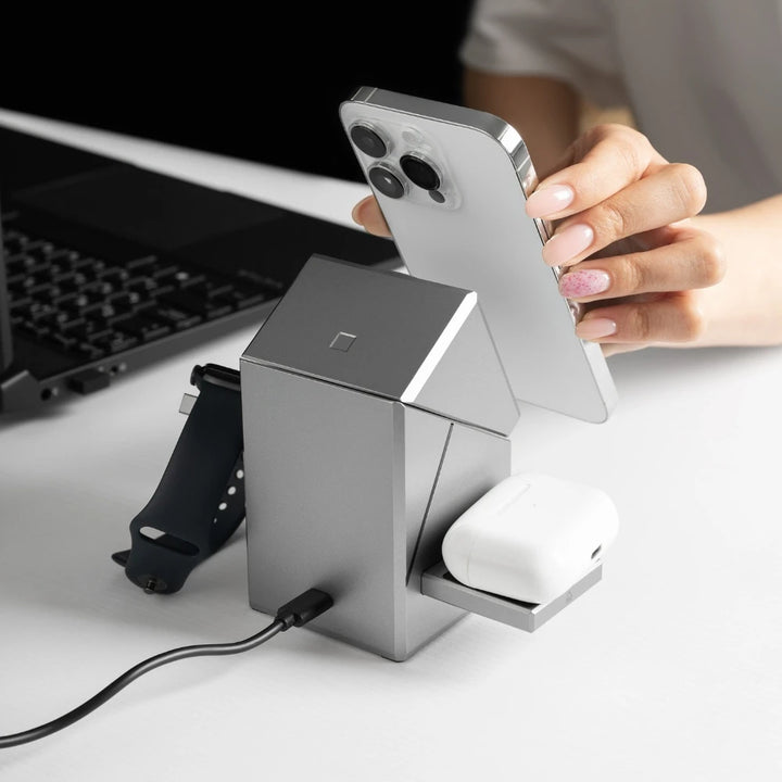 Qi2 3-in-1 Wireless Charger with Auto-Rotating Dock for IPhone 16/15/14 Pro Max, AirPods, and IWatch Fast Charging