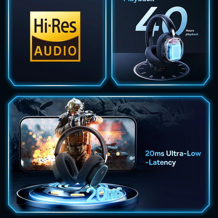 Baseus GH02 Gaming Wireless Headphone with Mic Over-Ear Headphones Bluetooth 5.3 40mm Driver 2.4G/Wireless/Cable RGB Headsets